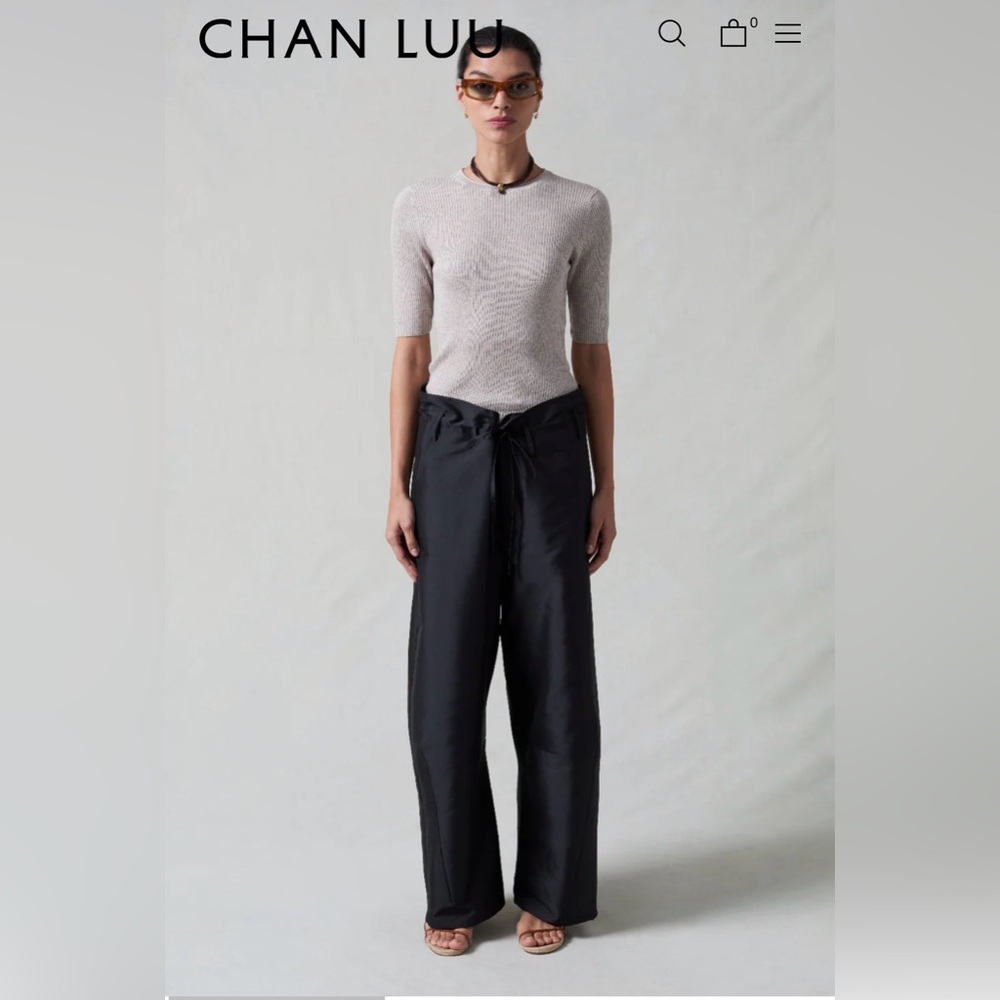Chan Luu Black Techno Taffeta Barrel Pant